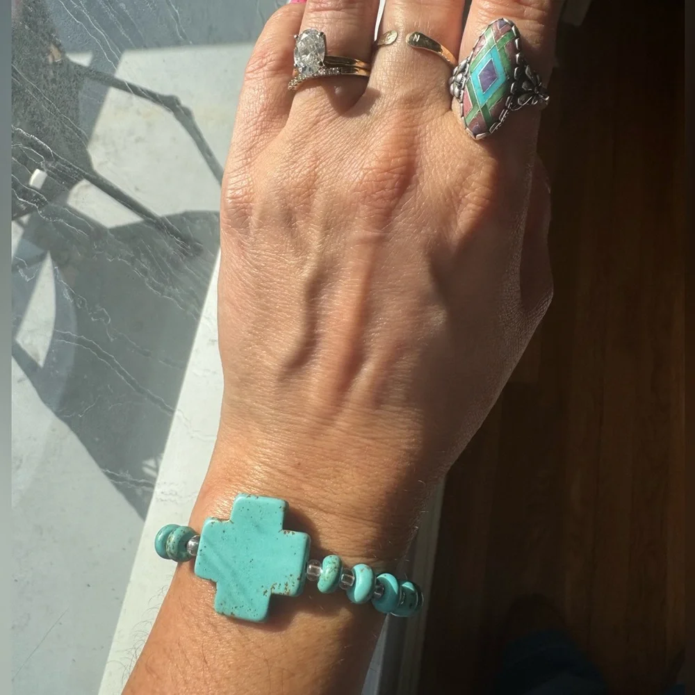 Handmade Cross Bracelet | Upcycled Jewelry | Magnetic Clasp